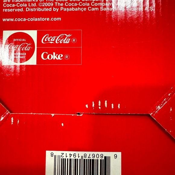 UPC 680678194128 Coca Cola Glass Snowflake Tumblers Set Of 6 Red Glasses - Picture 7 of 7